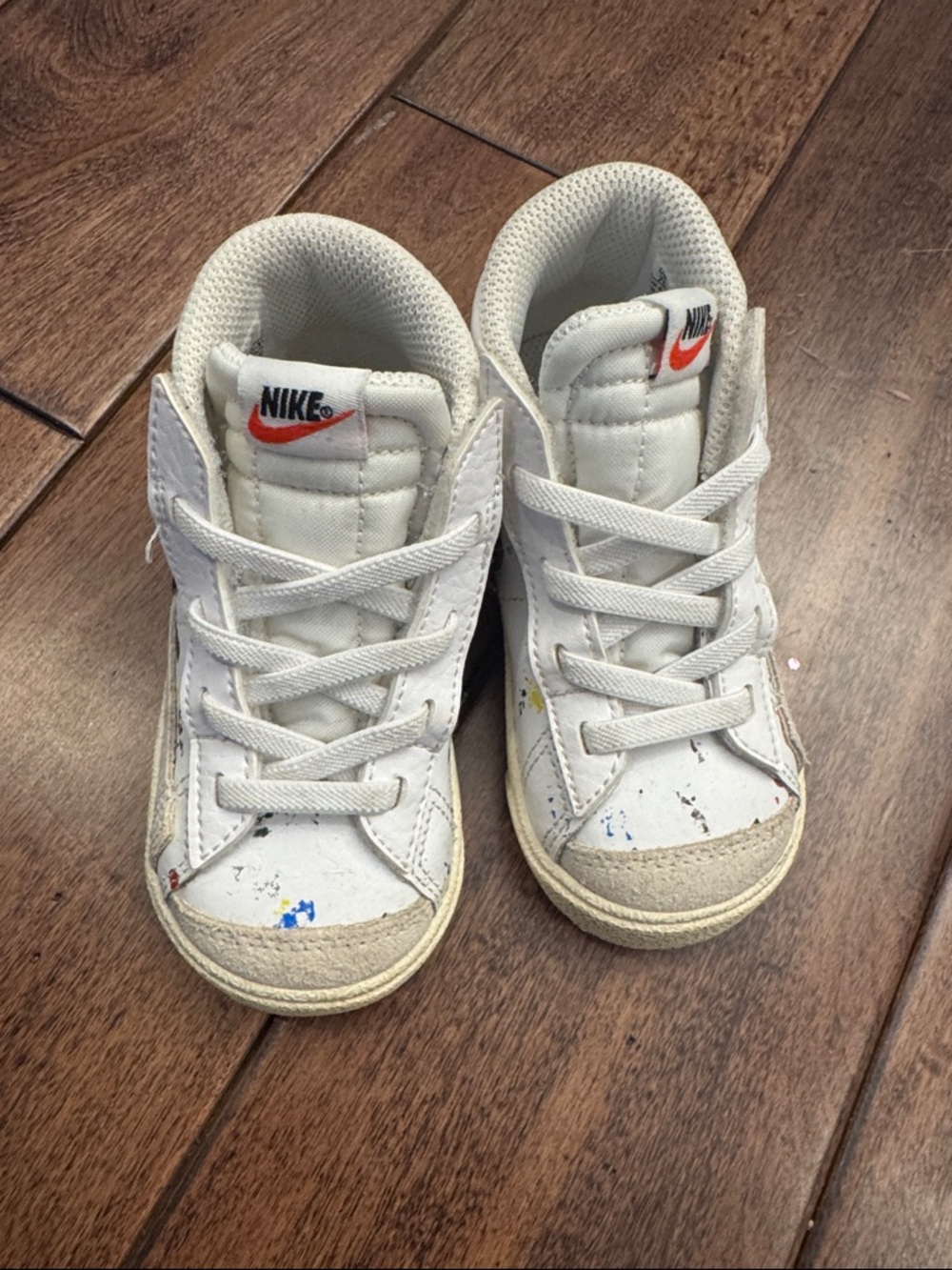 Nike blazer mid toddler sz 7c white paint splatter